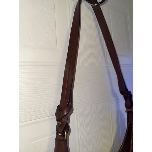 Fossil Caluso Top Zip Shoulder Bag With A Rust & Green Palm Leaf Print - Picture 7 of 14